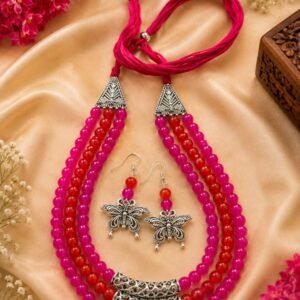 Silver heavy beads jewellery set